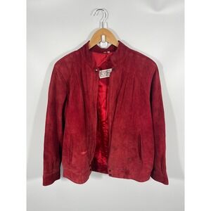 Vintage Leather Suede Womens Jacket M Red‎ Western Rodeo Festival 90s Concert